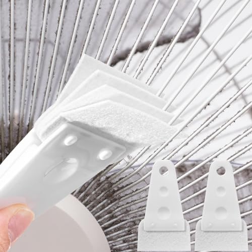 Sliner 2 Pcs Cobweb Duster Bendable Fan Duster Plastic Dust Cleaner Microfiber Head Ceiling Brush Reusable Dirt Remover for Fan Air Conditioning Home Vents Shutters(Exterior Cleaning)
