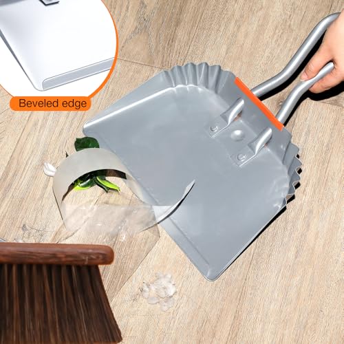 Mumufy 4 Pack Industrial Metal Dustpan 12" Heavy Duty Dust Pan with Handle Handheld Dustpan Wide Scooper Dust Debris Sweeping Tool Precision Edge Ideal for Cleaning Indoor Outdoor Surfaces (Silver) - color: Silver
