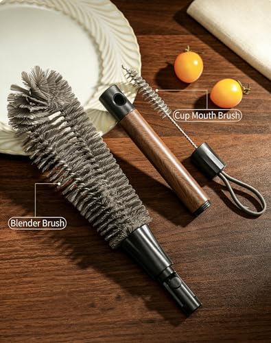 2 in 1 Long Bottle Brush 13.2 Inches, Long Handle Water Bottle Washer Brush and Straw Cleaning Brush Set, for Sports Bottles, Glassware, Mugs, Jars, Washing Narrow Neck Bottles (1-pc)