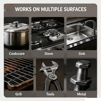 2PCS Rust Remover Sponge, Abrasive Cleaning Block for Burnt Pots and Pans, Reusable Wet & Dry Sanding Sponge for Kitchen Sink Metal Surface Cleaning