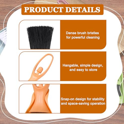 uxcell 2 Pcs Mini Dustpan and Brush Set, Small Broom and Dustpan Set for Office Tabletops Sofas Keyboards Home Cleaning Tool, Orange Pink - color: Orange Pink