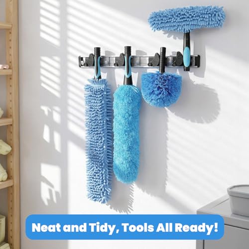 25ft High Reach Extendable Duster Kit with 4.5-18ft Extension Pole - Ceiling Fan Blade Cleaner, Spider Web Brush Cobweb Remover, Window Squeegee Kit with Telescoping Wand, Extended Extra Long Handle - size: 18FT POLE (Reach 25FT High)
