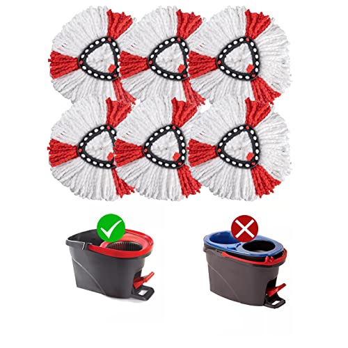 Matthew Cleaning 6Pack Red Microfiber Spin Mop Replacement Head Compatible with EasyWring Spin Mop Replace Head-EasyWring High Absorbency,Machine Washable,Microfiber Spin Mop Refills - color: Red, size: 6 Count