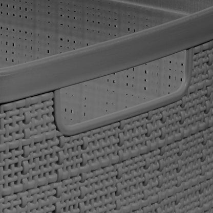 Large Gray Plastic Decorative Storage Basket, 14 in x 11 in x 9 in