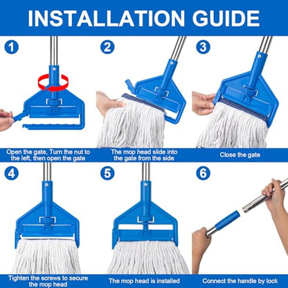 KeFanta Commercial Mop 60 inch Heavy Duty Industrial Wet Mops with Long Handle,Looped-End String Cotton Mop for Home, Kitchen,Garage,Office and Concrete/Tile Floor Cleaning - size: Industrial Mop