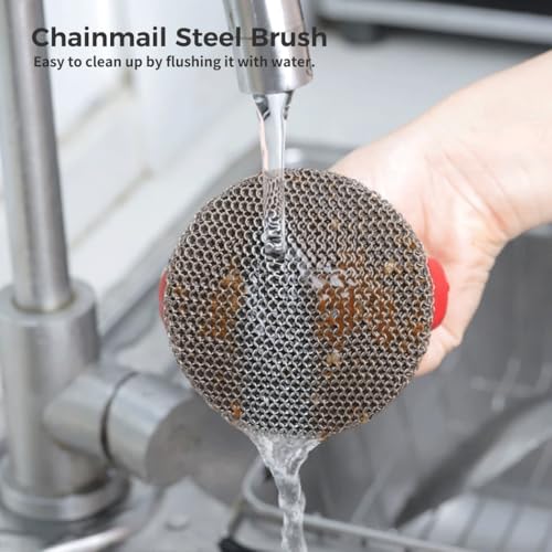 Stainless Steel Palm Scrubber with Non-Slip Handle, Cleaning Brush for Kitchen
