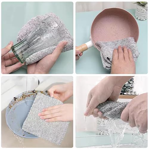 20 Pack Kitchen Dish Cloths 10" x 10" Super Soft & Absorbent Coral Velvet Microfiber Cleaning Towels Nonstick Oil Fast Drying Washable Lint-Free Dish Rags Reusable Dishcloths for Household Cleaning