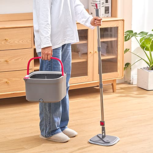 True & Tidy SPIN-800 TrueClean Mop and Bucket System Self Wringing Spin Mop with Separate Compartments for Clean and Dirty Water (Pink) - color: Pink