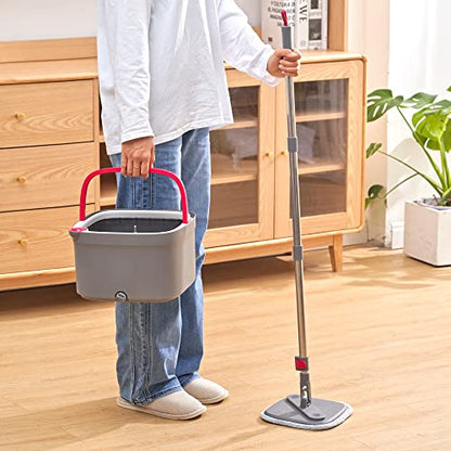 True & Tidy SPIN-800 TrueClean Mop and Bucket System Self Wringing Spin Mop with Separate Compartments for Clean and Dirty Water (Pink) - color: Pink