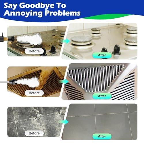 Steam Cleaner,2500W High Temperature High Pressure Steam Cleaner with 3 Brush Heads, Portable Steam Cleaners with 1.5L Tank For Car Detailing Kitchen Bathroom Floors(White) - color: White Black