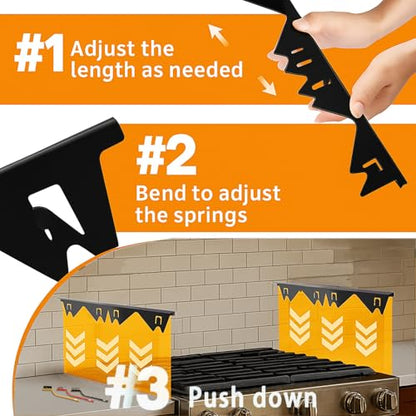 Stainless Steel Stove Gap Covers Set with Magnetic Stove Shelf,Brushes | 2-in-1 kitchen solution with adjustable gap covers and magnetic stove shelf,Brushes for organization & cleaner cooking space - color: Black