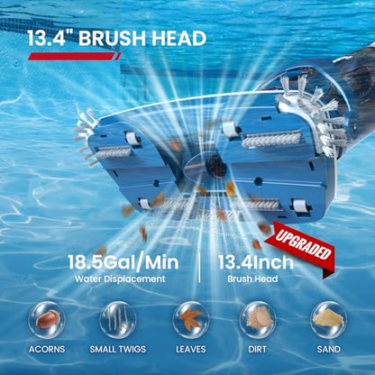 ENHULK Pro Cordless Pool Vacuum - 18.5 GPM Powerful Suction, 70min Runtime & 13.4" Wide Head, XL Capacity Handheld Rechargeable Pool Cleaner for Inground/Above Ground Pools with Telescopic Pole, PC18 - style: PC18