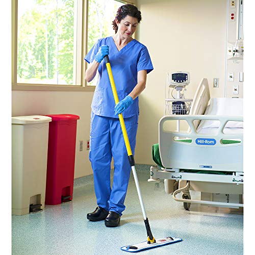 Rubbermaid Commercial Products Mop Head for Microfiber Damp Mop, 18-Inch, Blue, Heavy-Duty Single Sided Cleaning Cloth for Hardwood/Tile/Laminated Floors in Kitchen/Lobby/Office - style: Reusable Microfiber Blue - 1ct