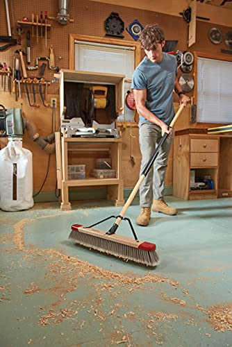 Harper 24 Inch Indoor Push Broom, Premium Heavy Duty Smooth-Surface Floor Cleaning with Flagged Bristles, Home and Garage Sweeping, Gray - style: Premium Indoor Smooth-Surface Push Broom