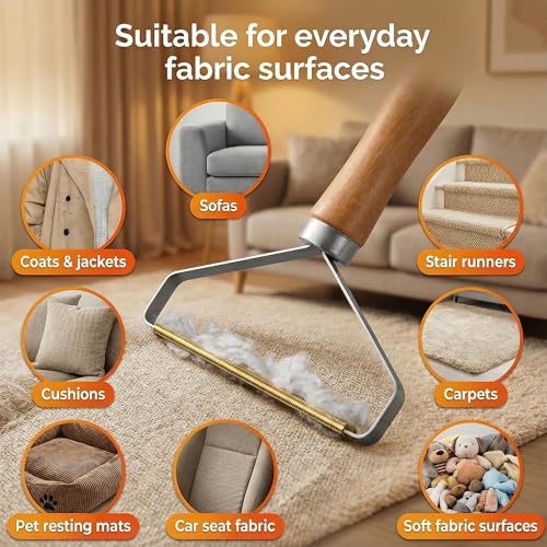 Portable Reusable Lint Remover for Cat and Dog Hair, Clothes Fur Fuzz Brush and Carpet Scraper for Clothing Car Mats Couch Furniture Rugs, Manual Pet Hair Remover Tool