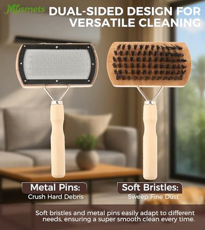 3PCS Air Conditioner Fin Comb Set, Double-Sided AC Coil Cleaning Brush, Metal Fin Comb & Mini Split Brush Kit Compatible with Refrigerator/Evaporator/Window AC Units
