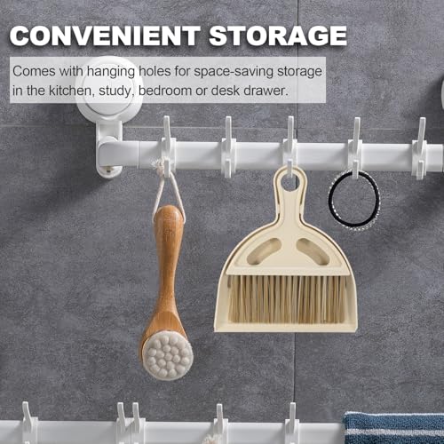 Mini Broom and Dustpan Set Hand Broom with Dustpan Portable Housekeeping Cleaning Tools for Desk,Counter,Sofa,Kitchen,Office,Nest (Off White) - color: Off white