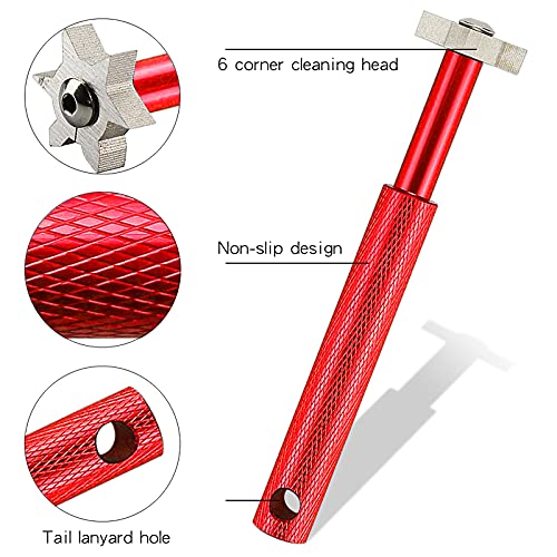 VIPMOON Golf Club Cleaner Kit, 2 Pcs Groove Sharpener Regrooving Tool and 1 Pcs Retractable Club Cleaner Brush, Portable Groove Sharpener Tool for All Golf Irons for Men - color: Red
