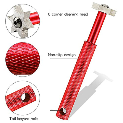 VIPMOON Golf Club Cleaner Kit, 2 Pcs Groove Sharpener Regrooving Tool and 1 Pcs Retractable Club Cleaner Brush, Portable Groove Sharpener Tool for All Golf Irons for Men - color: Red
