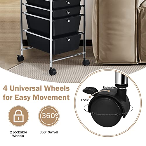 DREAMADE Rolling Cart with Storage Drawers, Utility Cart with Removable Plastic Drawers, Lockable Wheels, Art Cart for Classroom Organization Art Supplies Office Scrapbook (6 Drawers, Black) - color: Black, style: 6 Drawers