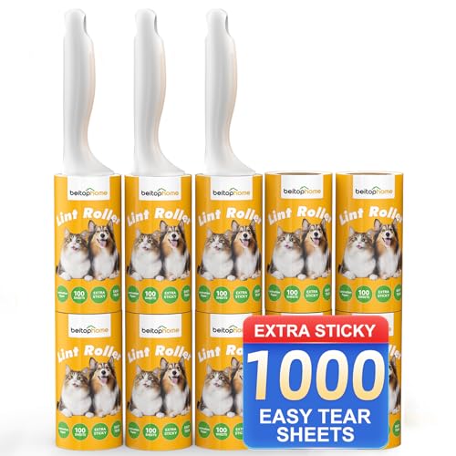 Extra Sticky Lint Roller, 1000 Sheets Value Pack with 3 Reinforced Handles, Tear-Resistant Sheets for Pet Hair, Clothes, Couch & Car - size: 1000Sheets+3 Handles