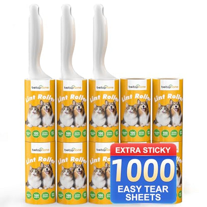 Extra Sticky Lint Roller, 1000 Sheets Value Pack with 3 Reinforced Handles, Tear-Resistant Sheets for Pet Hair, Clothes, Couch & Car - size: 1000Sheets+3 Handles