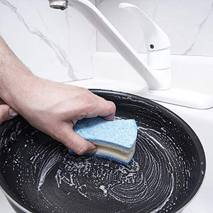 Superio Scrub Sponge with Grip (2 Pack) Heavy Duty Duel Sided Kitchen Sponge Cellulose Kosher Easy to use Dish wash Sponge… (Blue) - color: Blue