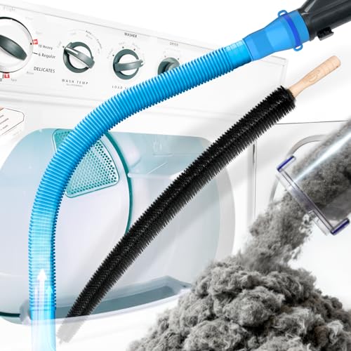 Holikme Dryer Vent Cleaner Kit 2 Pieces - Upgraded Dryer Lint Screens Cleaner Brush Part,Compatible with Most Vacuum Cleaner,Vacuum Hose Attachment & Refrigerator Coil Brush,Quickly Lint Remove,Blue - color: Blue