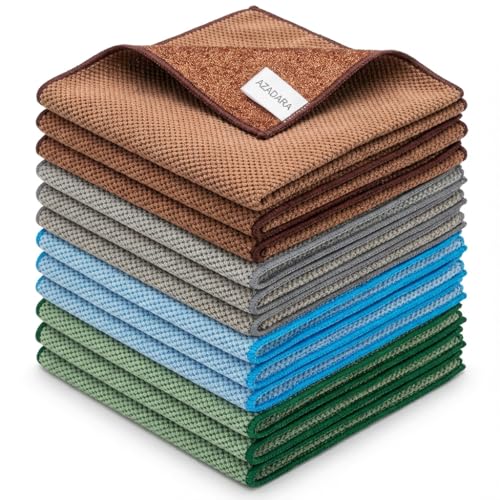 Dual-Sided Microfiber Cleaning Cloths – Non-Scratch Scrub & Absorbent Wipe – 2-in-1 Reusable Cleaning Towels for Kitchen, Home, Car, Glass & Appliances – 11.81" x 11.81" (12 Pack) - size: 12 Pack