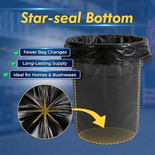 Delxo 30-33 Gallon Trash Bags, 1.2 Mil Commercial Black Garbage Bags, 32” x 38” Medium Duty Large Plastic Trash Bags, Commercial Liners for Office, Retail & Paper Waste, Made in USA, 100 Count