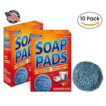 SCRUBIT 20 Pack Steel Wool Soap Pads - Metal Scouring Cleaning Pads for Dishes, Pots, Pans, and Ovens - Pre-Soaped for Easy Cleaning of Tough Kitchen Grease and Oil
