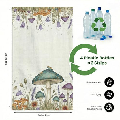 Waffle Kitchen Towels Set of 2 - Ultra Absorbent Quick Dry Dish Towels - Sustainable Reusable Cleaning Tea Towels - Lightweight Hand Towels for Kitchen & Bathroom, 16” x 28” (Jungle) - style: Jungle