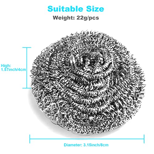 15 Pack Steel Wool Scrubber, Metal Kitchen Scrubbing Sponges, Dishwashing Scouring Pads Heavy Duty, Premium Stainless Steel Scrubbers for Cleaning Dishes Pots and Pans Bathroom Oven (Sliver) by VOPTON