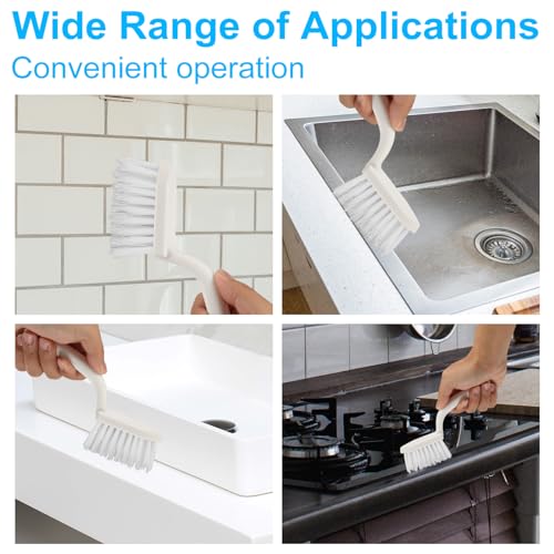 NQEUEPN 2pcs Grout Cleaner Brush for Tile Floors, V-Shaped Handheld Stiff Shower Gap Cleaning Scrubber with Hard Bristles, Grout Brush for Shower Tile, Door Groove Gap, Bathroom, Kitchen, Window