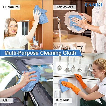 Microfiber Towel Cleaning Cloth – Pack of 12, Size 12.6” x 12.6”, Blue, Lint Free, Super Absorbent, Streak Free, Washable, Multipurpose Cleaning Rags for Kitchen, Glass, Car, Mirror