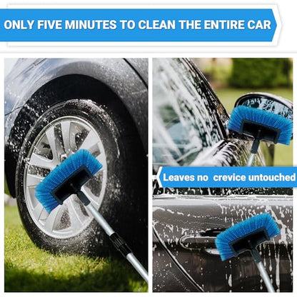 72" Long Handle Car Wash Brush with Hose Attachment, Flow-Through Soft Bristle Five-Sided Brush - style: 72" Car Wash Brush