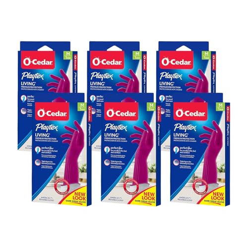 PLAYTEX HandSaver Rubber Gloves, Premium Protection for Kitchen and Household Cleaning (Medium, 6 Pack) - size: 6 Count (Pack of 1)