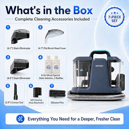 Upholstery Cleaner Machine & Carpet Cleaner | Portable Spot Cleaner with Strong Suction and Scrubbing Brush for Pet Stains, Spills on Couches, Rugs, Mattresses, Car Interiors (Gray) - color: Gray