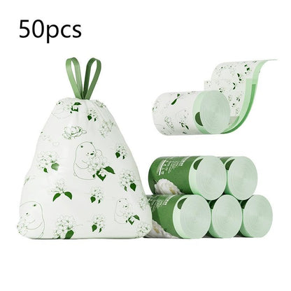 50pcs/Roll Household Drawstring Garbage Bags, Thick And Durable Material, Not Prone To Tearing, Plastic Trash Bags