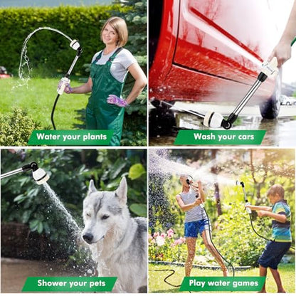 RESTMO Metal Watering Wand, Heavy Duty Garden Hose Wand with 180° Swivel Ratcheting Head, 16'' Hose Nozzle Sprayer with 7 Spray Patterns and Flow Control, for Water Hanging Baskets and Shrubs, White - color: White