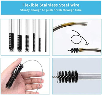 Utoolmart Wire Tube Brushes, Stainless Steel Bottle Bristle Cleaning Spiral Power Pipe Brush,0.8-inch Diameter 12-inch Length, Long-Handle Cleaner for Auto Parts, Bottles,Tubes, Keyboards,Glass - color: 5pcs, size: 2cm