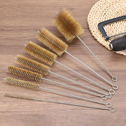 PATIKIL 12" Wire Tube Brush, 4Pcs 0.4" Diameter Brass Wire Tube Brush Pipe Cleaning Supplies for Auto Parts, Bottles, Tubes, Brass Tone - size: 0.4"