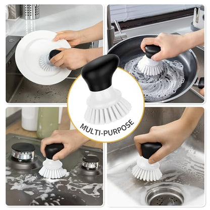 MR.SIGA Dish Scrub Brush, Palm Brush Dish Scrubber with Ergonomic Grip, Kitchen Brushes for Dishes, White, Pack of 2 - color: White