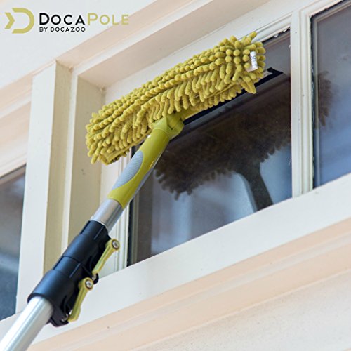 DOCA Telescoping Pole 7-30 Ft - Extension Pole for Cleaning, Feather Duster, Window Washing Kit, Paint Roller, Window Squeegee - High Reach Extendable Kit for Indoor & Outdoor - Squeegee Scrubber - size: 30 Ft, style: Squeegee Scrubber