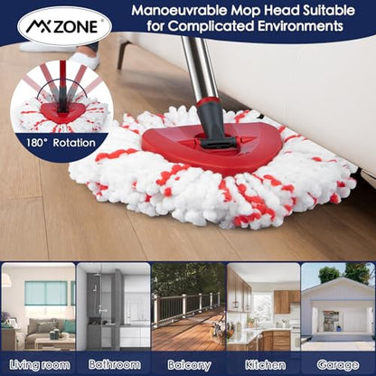 Spin Mop Head Replacement Base Handle Compatible with O Cedar EasyWring 1-Tank System, 3 Pack 40% More Cleaning Power Replace Heads, 1 Mop Handle, 1 Base and 1 Scrub Brush Combo Set - size: 6pcs 1-Tank Mop Set