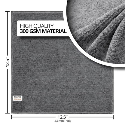 CERAKOTE Microfiber Towels (12 Pack) - Cleaning and Application Towels - Durable 300 GSM Lint-Free Material - Ideal for Cars, Home, Shop and Office - size: 12.5" x 12.5"
