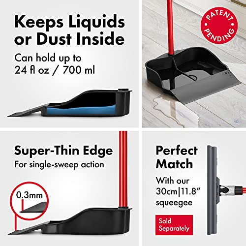 Tyroler Multi-Purpose Large 100% Rubber Dustpan for Dry & Wet Floor | New 105 cm Long Aluminum Anti-Rust Handle | Compatible with Any Size Broom and Squeegee | Floor Cleaning Indoor and Outdoor