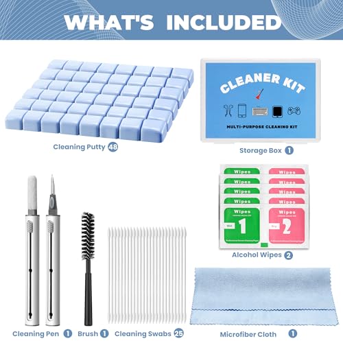 Upgraded for Airpod Cleaner Kit (81 PCS),Multi-Tool with Cleaning Pen,Putty&Swabs,Removes Earwax& Dust,Compatible with AirPods Pro1/2/3,Earbud,Headphones,Phone&Charging Port