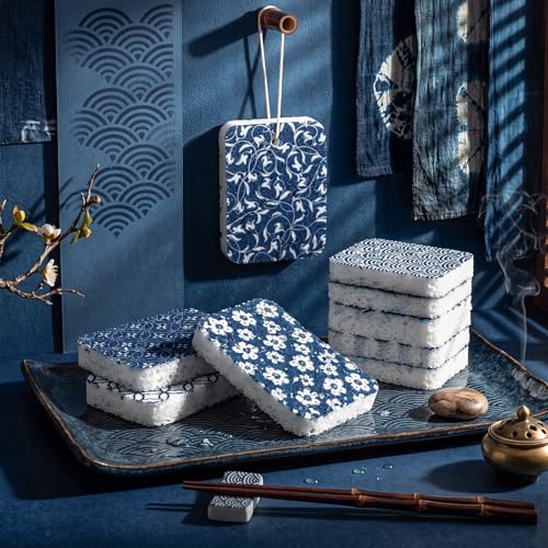 Hahafelt 36 Counts Compressed Cellulose Sponges Bulk Pop up Japanese Pattern Natural Kitchen Compostable Non Scratch Dish Sponges for Washing Dishes, Cleaning Countertop Sink - style: Japanese