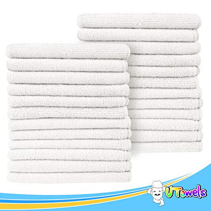 Microfiber Cleaning Towels, 12' x 12" All-Purpose Microfiber Rags - Ultra Soft Washcloths Reusable Shop Towels for Kitchen Bath Car Window Household Home and Commercial (White, 12"X12" 24-Pack) - color: White
